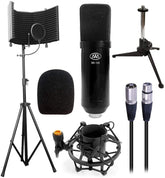 AxcessAbles SF-101KIT Half Dome 32.5"Wx13"H (422sq inch) Studio Microphone Isolation Shield w/Stand, Condenser Mic. Compatible w/Focusrite, Phantom Powered Audio Interfaces. Recording, Podcast